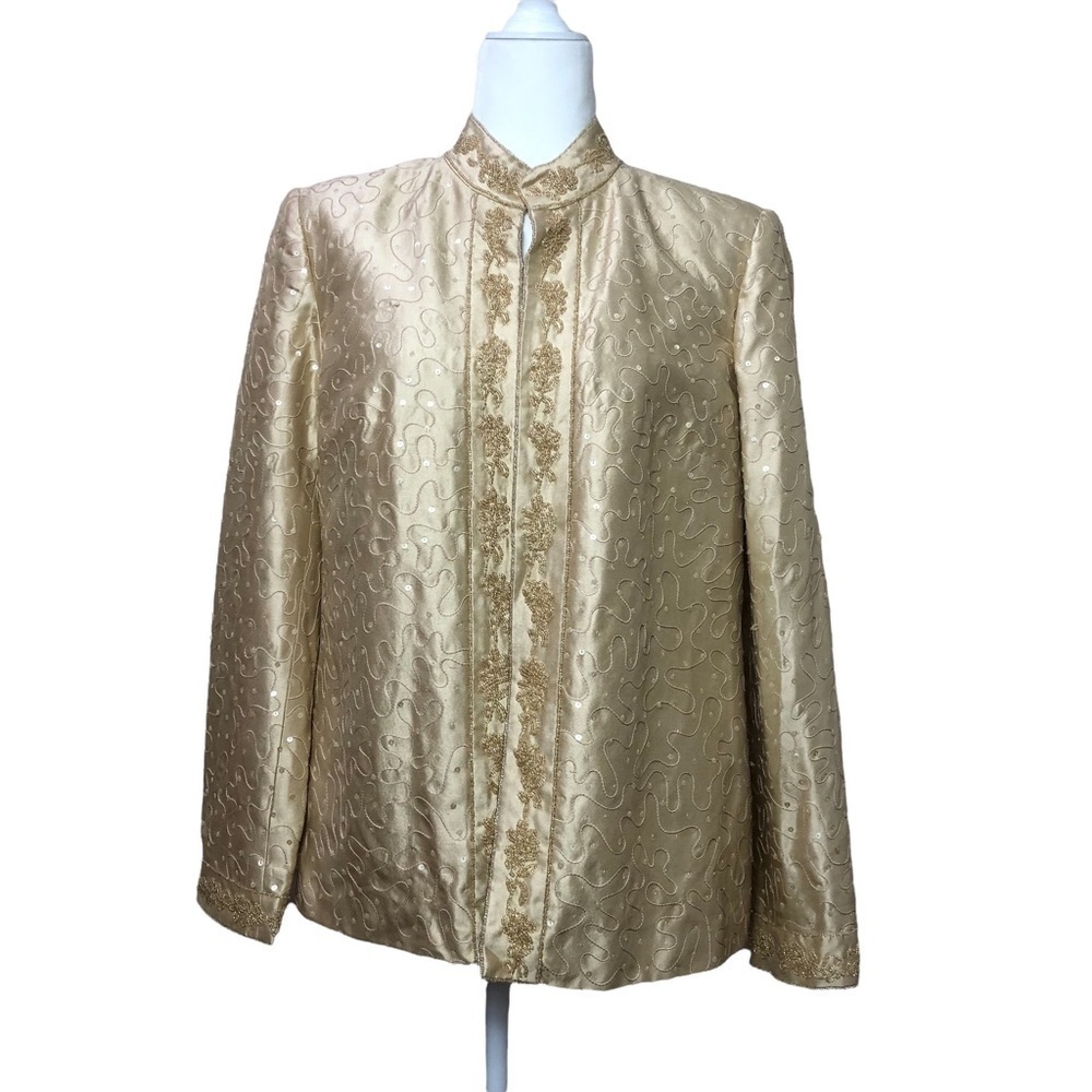 Bloomingdale’s Silk and Wool Blend sequined beaded‎ Blazer size 10